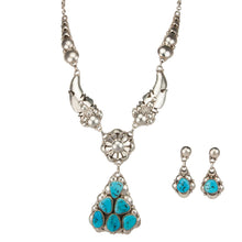 Load image into Gallery viewer, Navajo Native American Sleeping Beauty Turquoise Necklace Earrings SKU229822