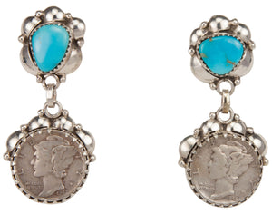 Navajo Native American Sleeping Beauty Turquoise Necklace Earrings SKU229832