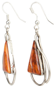 Navajo Native American Orange Spiny Shell Earrings by Scott Skeets SKU229847