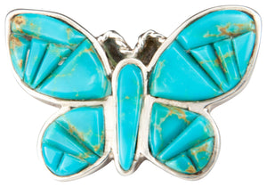 Navajo Native American Kingman Turquoise Butterfly Ring Size 6 3/4 SKU229861