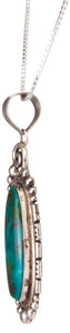 Navajo Native American Kingman Turquoise Pendant Necklace by Skeets SKU229887