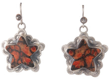 Load image into Gallery viewer, Navajo Native American Sponge Coral Star Earrings by Martha Willeto SKU229916