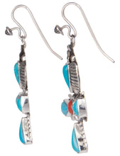 Load image into Gallery viewer, Navajo Native American Sleeping Beauty Turquoise and Coral Earrings SKU229920