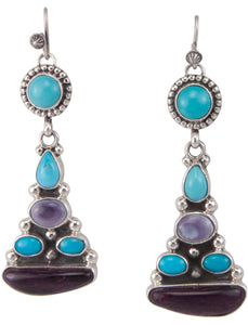 Navajo Native American Sleeping Beauty Turquoise and Shell Earrings SKU229922