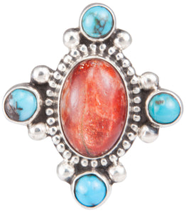 Navajo Native American Turquoise and Sunstone Ring Size 7 3/4 SKU229934