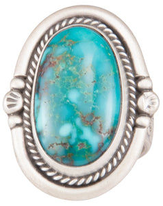 Navajo Native American Kingman Turquoise Ring Size 8 1/2 by Willeto SKU229938
