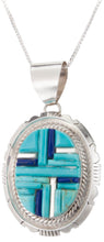 Load image into Gallery viewer, Navajo Native American Turquoise and Lapis Pendant Necklace by Dawes SKU229969