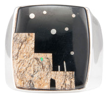 Load image into Gallery viewer, Navajo Native American Onyx and Jasper Pueblo Ring Size 11 3/4 SKU229971