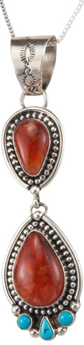 Navajo Native American Tangerine Chalcedony Pendant Necklace SKU230006