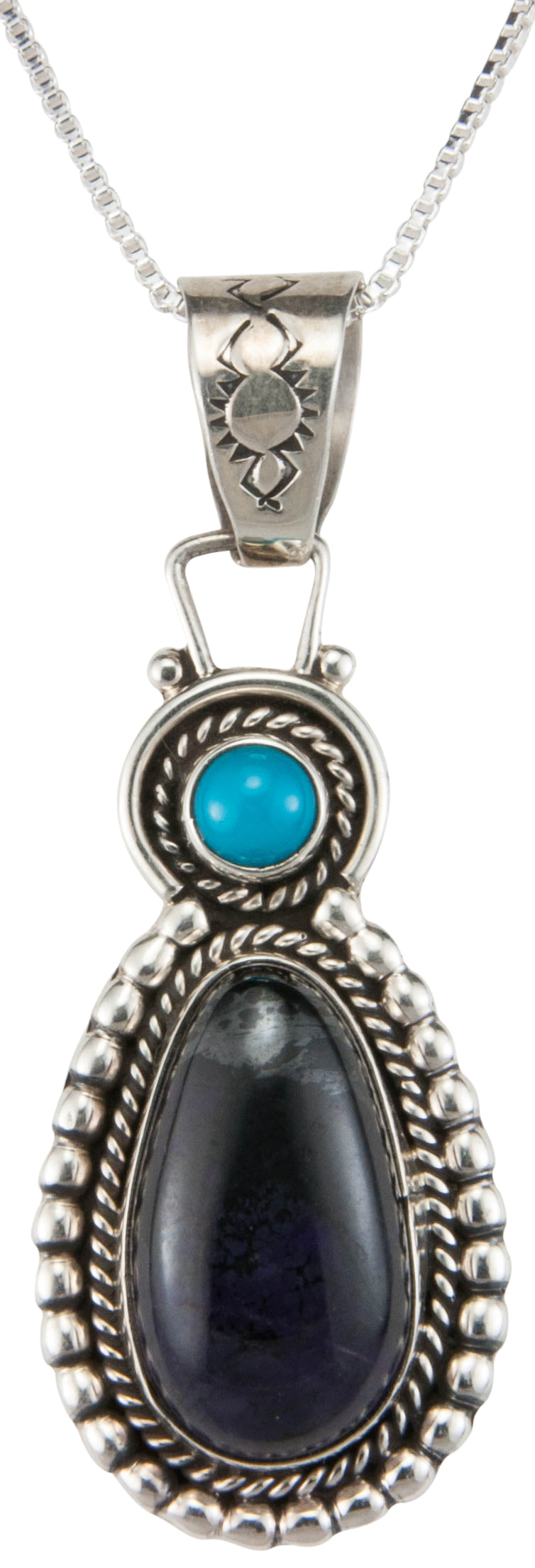 Navajo Native American Sugilite and Turquoise Pendant Necklace SKU230008