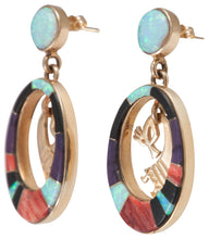 Load image into Gallery viewer, Navajo Native American 14K Yellow Gold Kokopelli Earrings by John SKU230192