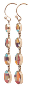 Navajo Native American Turquoise and Shell 14k Yellow Gold Earrings SKU230202
