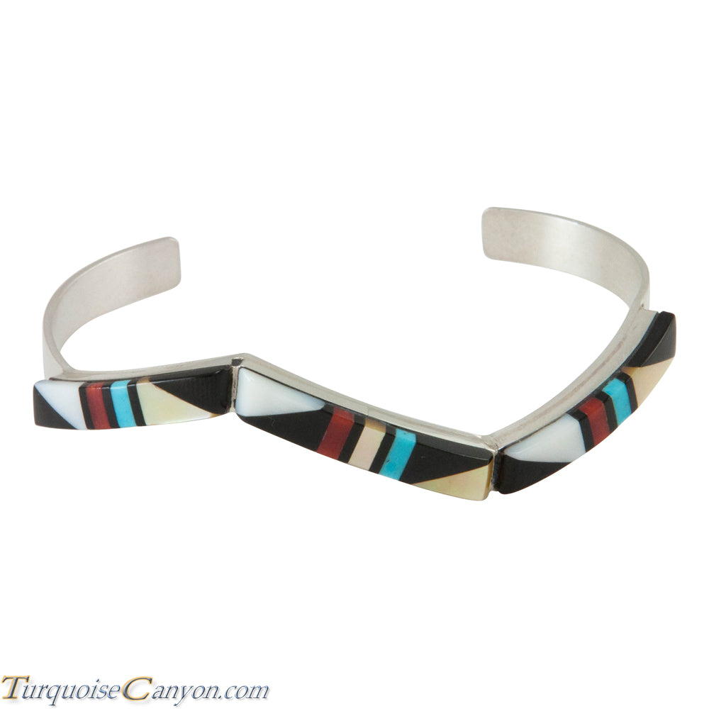 Zuni Native American Turquoise, Coral and Shell Inlay Bracelet SKU230298