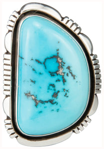 Navajo Native American Kingman Turquoise Ring Size 8 1/4 by Willie SKU230376