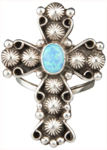 Load image into Gallery viewer, Navajo Native American Lab Opal Cross Ring Size 10 1/2 by Apachito SKU230379