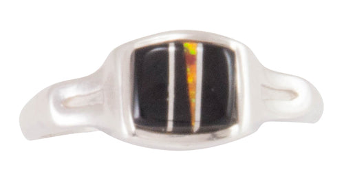 Navajo Native American Black Jade and Created Opal Ring Size 8 3/4 SKU230445