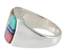 Load image into Gallery viewer, Navajo Native American Multi Stone Inlay Ring Size 6 1/4 by Cooeyate SKU230449