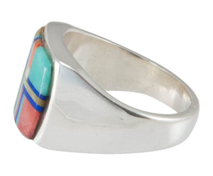 Navajo Native American Multi Stone Inlay Ring Size 6 1/4 by Cooeyate SKU230449