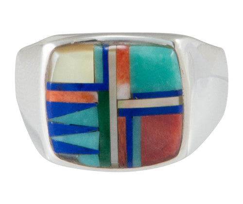 Navajo Native American Multi Stone Inlay Ring Size 6 1/4 by Cooeyate SKU230449