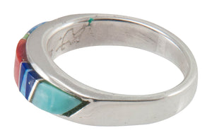 Navajo Native American Turquoise Inlay Ring Size 6 3/4 by B Joe SKU230465