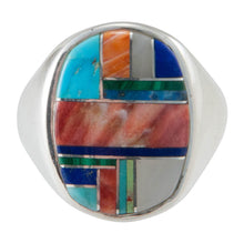 Load image into Gallery viewer, Navajo Native American Turquoise Inlay Ring Size 9 1/2 by B Joe SKU230478
