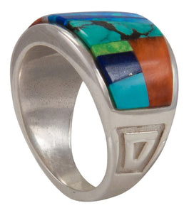 Navajo Native American Turquoise Inlay Ring Size 9 1/2 by Robertson SKU230479