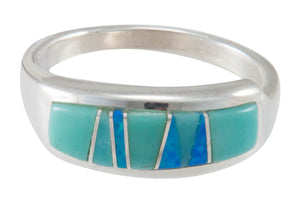 Navajo Native American Turquoise Inlay Ring Size 10 by C Henry SKU230482