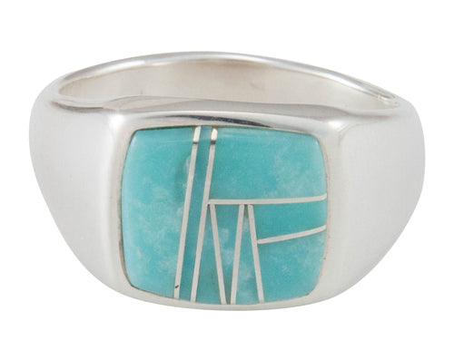 Navajo Native American Turquoise Inlay Ring Size 12 1/4 by C Henry SKU230484