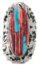 Load image into Gallery viewer, Navajo Native American Turquoise and Orange Shell Ring Size 9 SKU230492