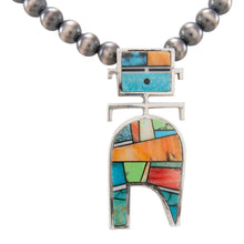 Load image into Gallery viewer, Navajo Native American Turquoise Inlay Yei Necklace by Alexius SKU230568