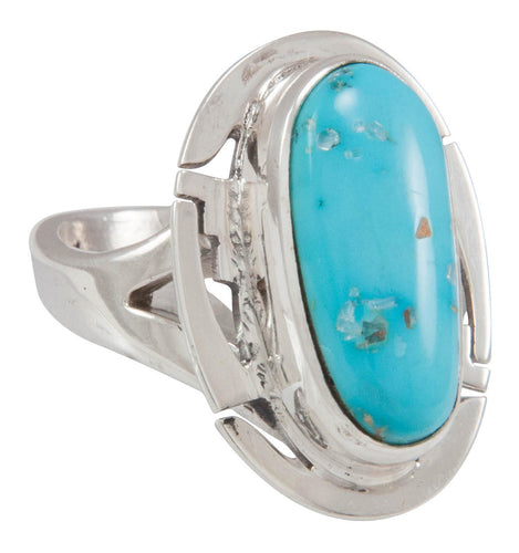 Navajo Native American Castle Dome Turquoise Ring Size 7 by Charley SKU230574