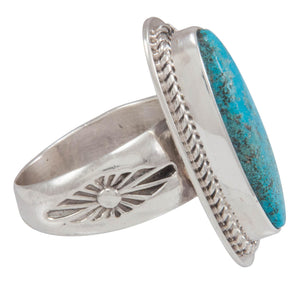 Navajo Native American Turquoise Mountain Turquoise Ring Size 7 1/2 SKU230579