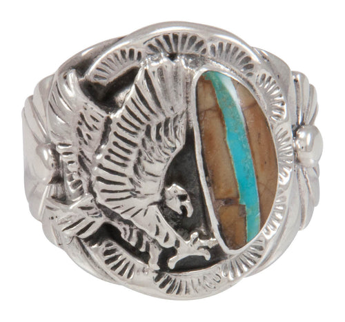 Navajo Native American Royston Ribbon Turquoise Ring Size 10 3/4 SKU230585
