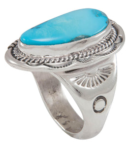 Navajo Native American Kingman Turquoise Ring Size 9 1/2 by Nelson SKU230595