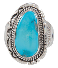Load image into Gallery viewer, Navajo Native American Kingman Turquoise Ring Size 9 1/2 by Nelson SKU230595