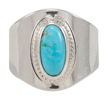 Load image into Gallery viewer, Navajo Native American Kingman Turquoise Ring Size 8 by Herbert Pino SKU230596