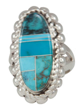 Load image into Gallery viewer, Navajo Native American Turquoise Inlay Ring Size 7 1/4 by Lincoln SKU230737