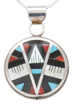 Load image into Gallery viewer, Zuni Native American Turquoise Inlay Pendant Necklace by Othole SKU230760