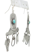 Load image into Gallery viewer, Navajo Native American Turquoise and Silver Boot Earrings by Yazzie SKU230789