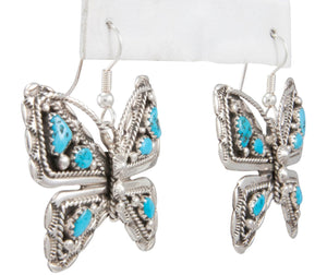 Navajo Native American Kingman Turquoise Butterfly Earrings by Jones SKU230793
