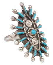Load image into Gallery viewer, Zuni Native American Needlepoint Turquoise Ring Size 6 3/4 by Gia SKU230854