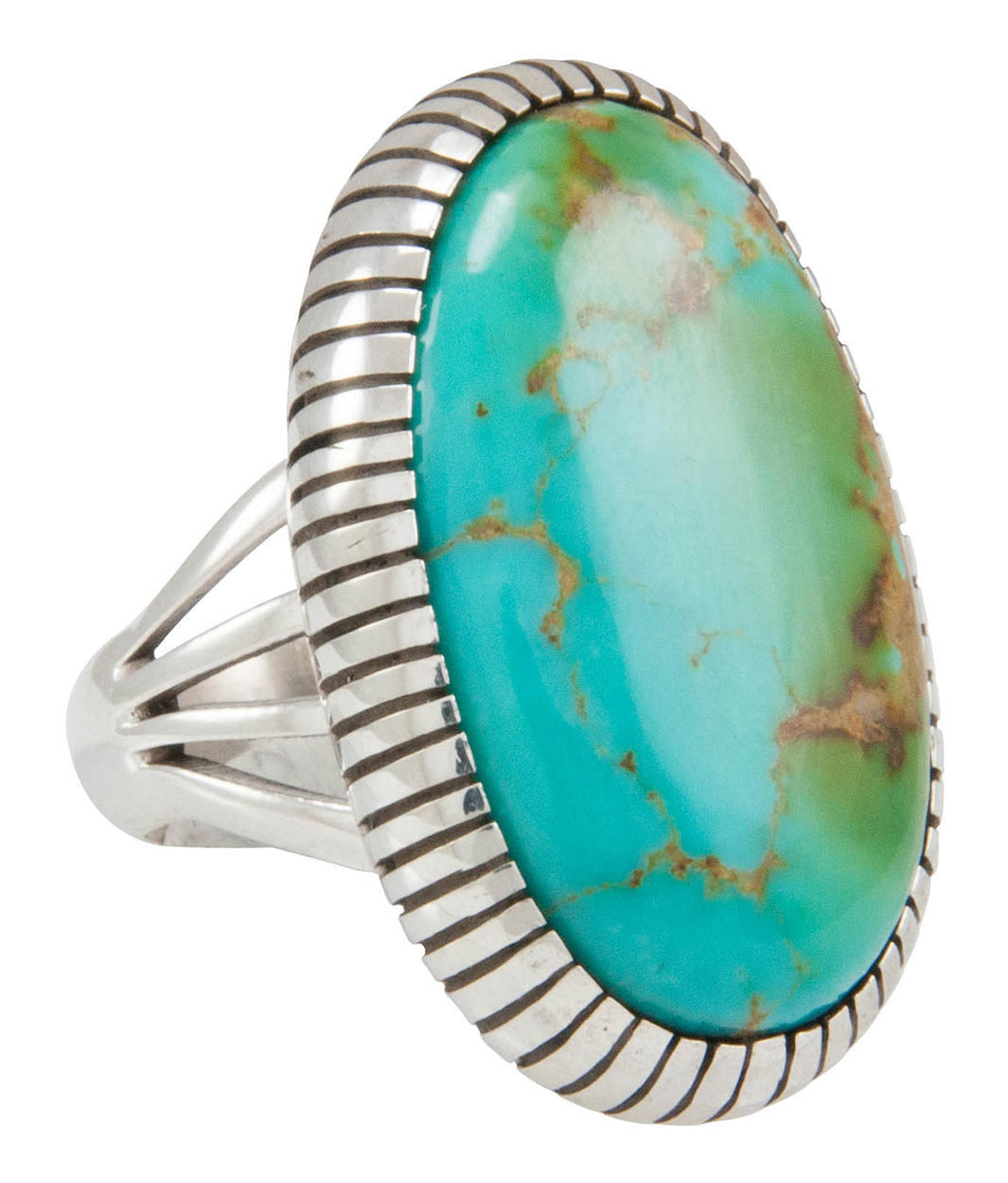 Navajo Native American Kingman Turquoise Ring Size 6 3/4 by Shakey SKU230855