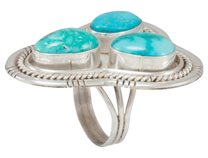 Navajo Native American Kingman Turquoise Ring Size 8 3/4 by Skeets SKU230858