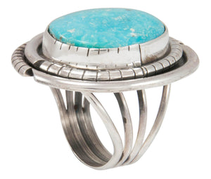 Navajo Native American Kingman Turquoise Ring Size 8 1/2 by Johnson SKU230862