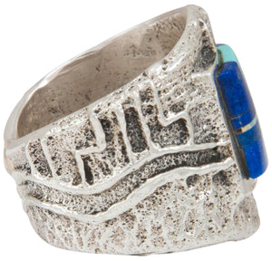Navajo Native American Turquoise and Lapis Ring Size 8 1/2 by House SKU230867