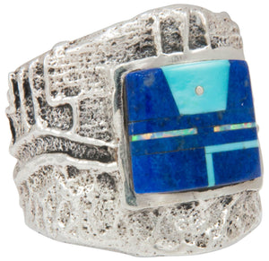 Navajo Native American Turquoise and Lapis Ring Size 8 1/2 by House SKU230867