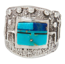 Load image into Gallery viewer, Navajo Native American Turquoise and Lapis Ring Size 8 1/4 by House SKU230868