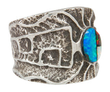 Load image into Gallery viewer, Navajo Native American Turquoise and Lapis Ring Size 12 by House SKU230870