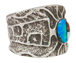Navajo Native American Turquoise and Lapis Ring Size 12 by House SKU230870