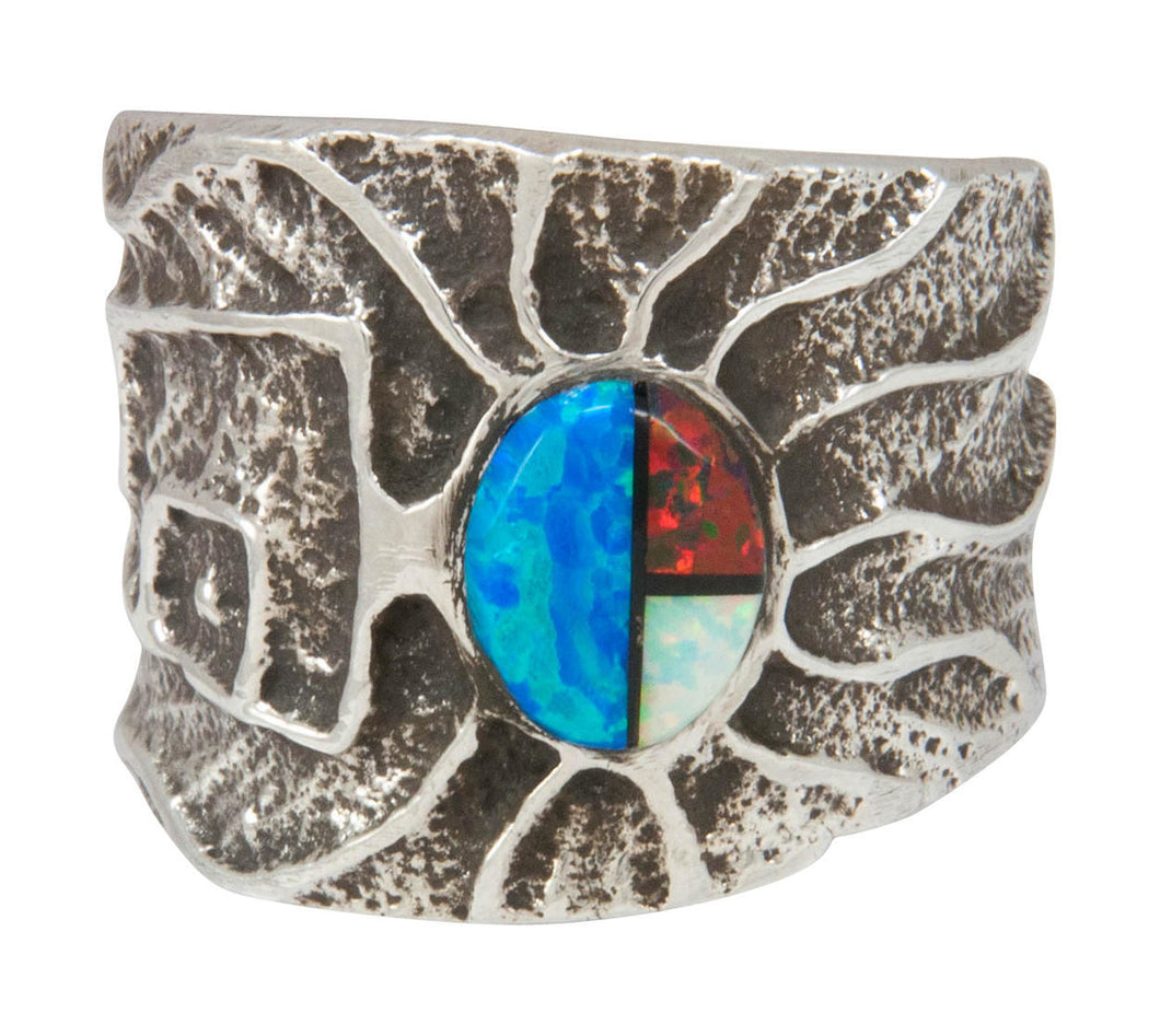 Navajo Native American Turquoise and Lapis Ring Size 12 by House SKU230870